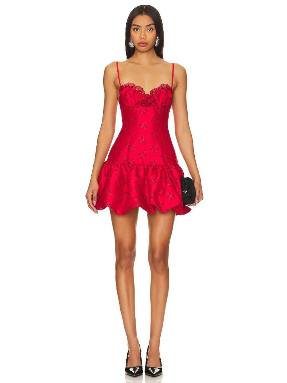 For Love & Lemons Annika Mini Dress in Red XSmall New Womens Floral Party